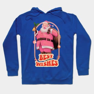 Retro Vintage Pink Santa Claus | Best Wishes Hoodie